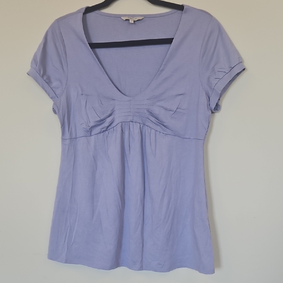 RW&CO. Tops - Rw & Co. Nwot Lavender V-Neck Gathered Bust Short Sleeve Cotton Top Sz Large